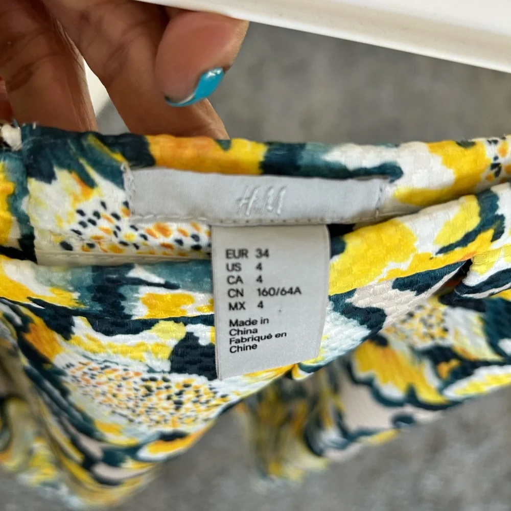 H&M Floral A-Line Skirt‎ - Yellow and Dark Green